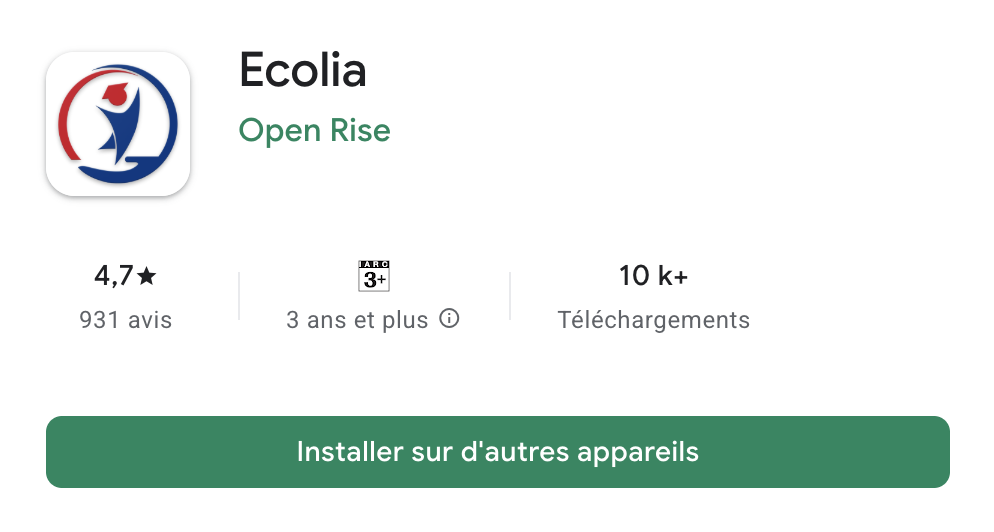 Aperçu de l'application Ecolia